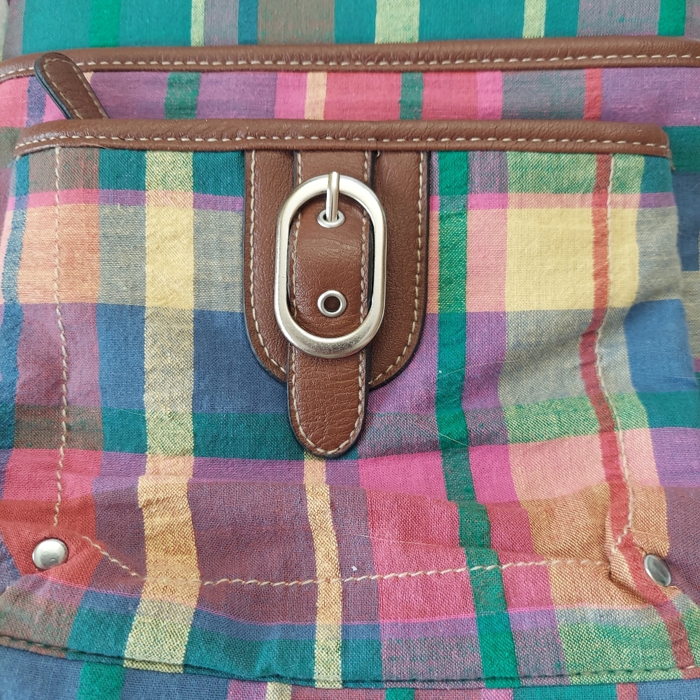 MERONA shoulder bag, handbag, purse Colorful Plaid Crossbody Bag - Picture 5 of 9